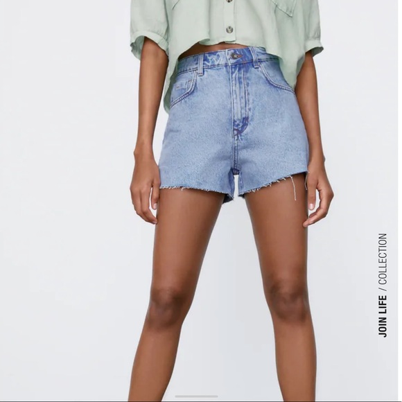 ZARA HIGH RISE DENIM SHORTS - Picture 3 of 5